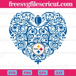 Pittsburgh Steelers Football Heart, Svg Png Dxf Eps Digital Files