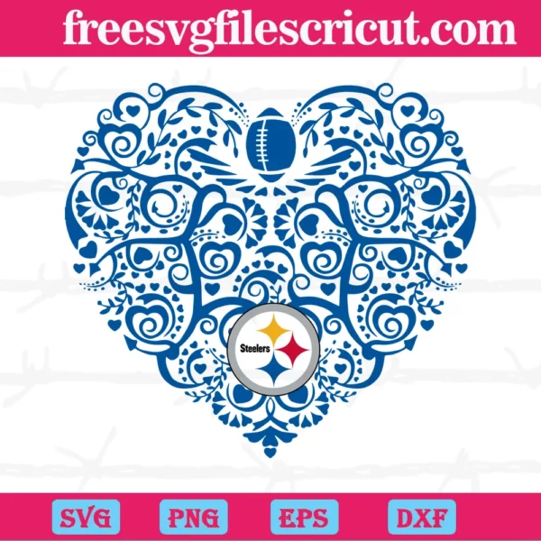 Pittsburgh Steelers Football Heart, Svg Png Dxf Eps Digital Files