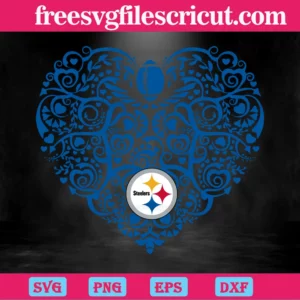 Pittsburgh Steelers Football Heart, Svg Png Dxf Eps Digital Files Invert