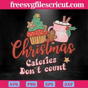 Retro Christmas Calories Dont Court, Premium Svg Files Invert