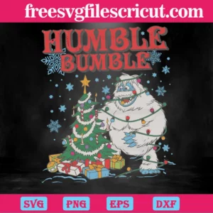 Retro Humble Bumble Christmas Tree, Vector Files Invert