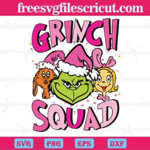 Retro Pink Christmas Grinch Squad, Svg Png Dxf Eps Designs Download