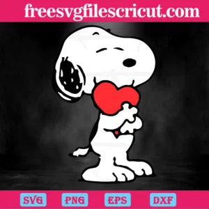 Snoopy Hugging Heart Valentines Day, Vector Illustration