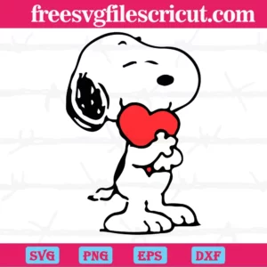 Snoopy Hugging Heart Valentines Day, Vector Illustration Invert