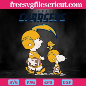 Snoopy The Peanuts Los Angeles Chargers, Svg Png Dxf Eps Cricut Files Invert