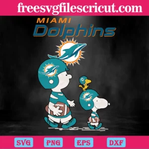 Snoopy The Peanuts Miami Dolphins, Svg Png Dxf Eps Invert