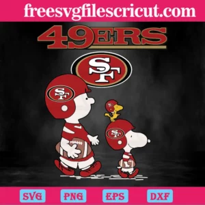 Snoopy The Peanuts San Francisco 49Ers, Svg Png Dxf Eps Cricut Silhouette Invert