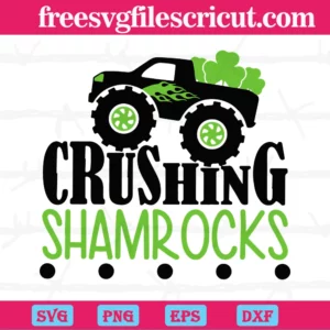 St Patricks Day Crushing Shamrock With Car Three Leaf Clover Diy Crafts, Svg Files