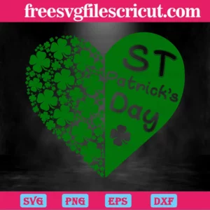 St Patricks Day Images Heart Four Leaf Clover Diy Crafts, Laser Cut Svg Files Invert