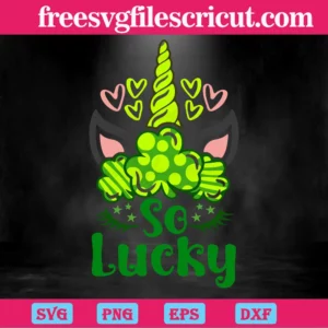 St Patricks Day Unicorn So Lucky With Unique Three Leaf Clover Diy Crafts, Vector Svg Invert