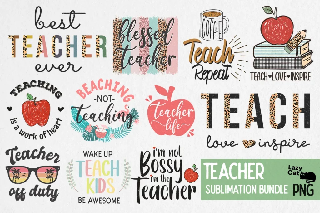 Teacher Sublimation Bundle Png - free svg files for cricut