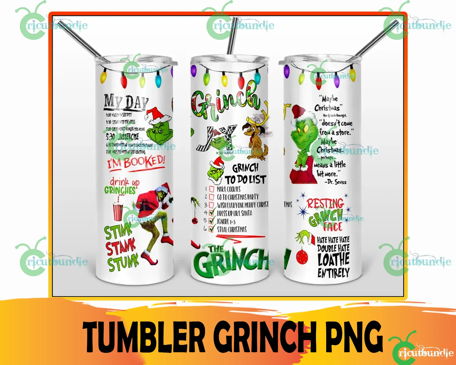 Drink Up Grinches - Grinch Water Bottle - Fun Cases