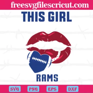 This Girl Loves Her Rams Sexy Lips, Cuttable Svg Files Invert