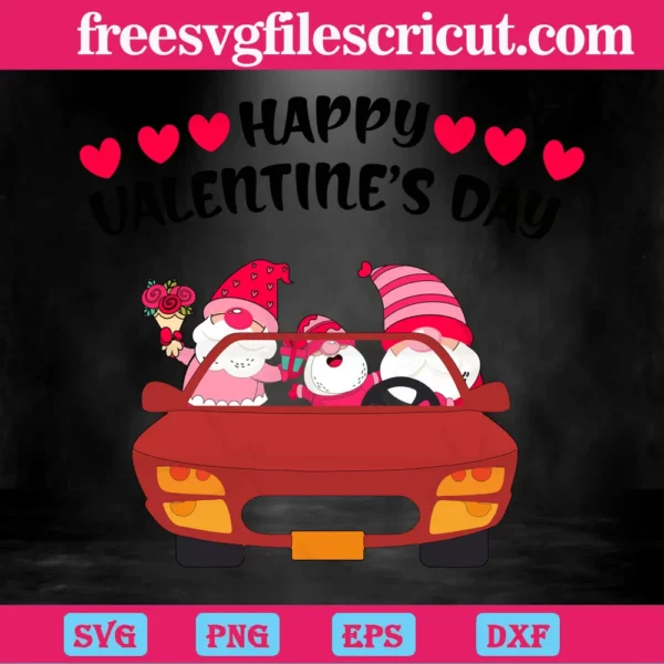 Valentine Gnomes Happy Valentine'S Day Clipart Image, Svg Png Dxf Eps Digital Download Invert