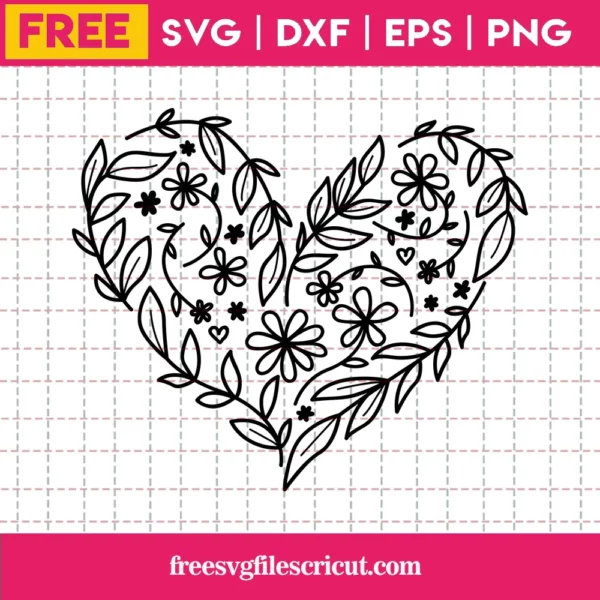 Valentine'S Day Black And White Flower Heart, Free Svg Illustration