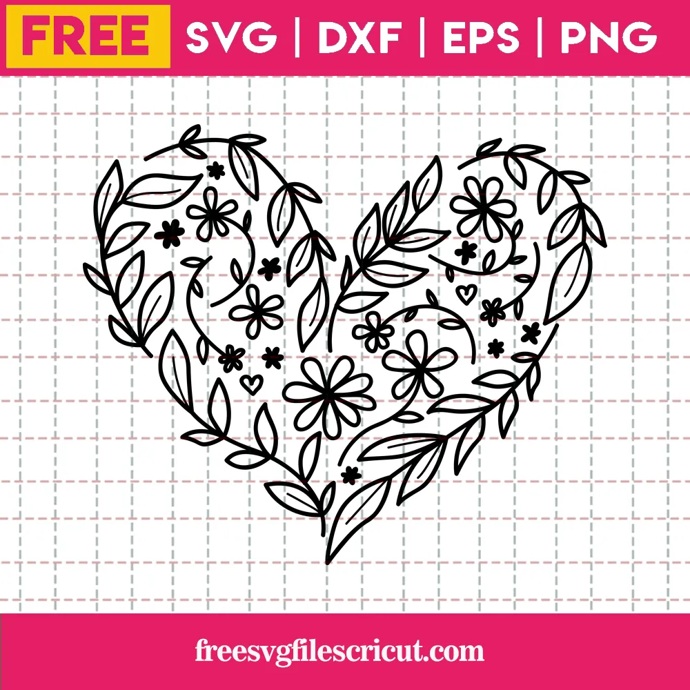 Valentine'S Day Black And White Flower Heart, Free Svg Illustration