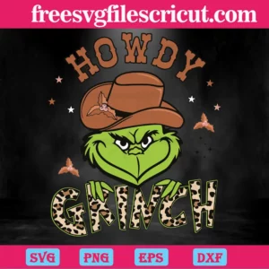 Vinatge Howdy Grinch, Svg Png Dxf Eps Digital Download Invert