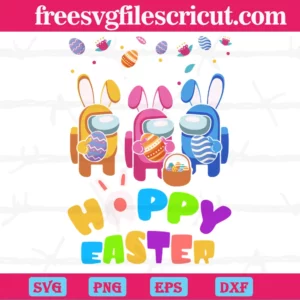 Among Us Happy Easter Clipart, Svg Png Dxf Eps Cricut Files Invert
