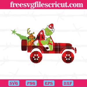 Grinch Christmas Driving Jeep, Laser Cut Svg File