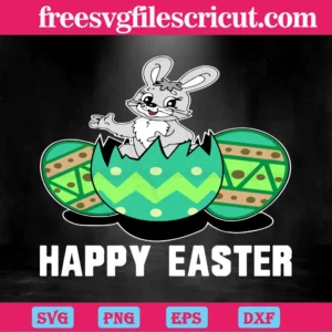 Happy Easter Bunny Clipart, Svg Png Dxf Eps Cricut Silhouette