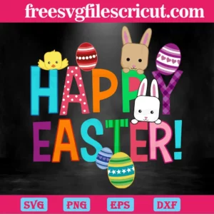 Happy Easter Images Clipart, Svg Png Dxf Eps Digital Files Invert