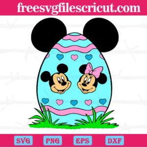 Mickey And Minnie Mouse Clipart For Happy Easter, Laser Cut Svg Files