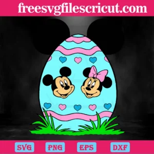 Mickey And Minnie Mouse Clipart For Happy Easter, Laser Cut Svg Files Invert