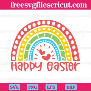 Rainbow Happy Easter Day Clipart, Svg Png Dxf Eps