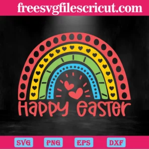 Rainbow Happy Easter Day Clipart, Svg Png Dxf Eps Invert