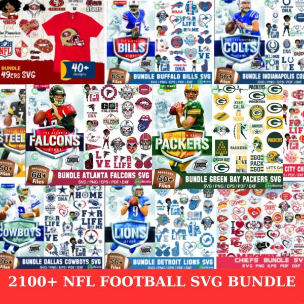 2100 Files Sport NFL Football Team SVG Bundle