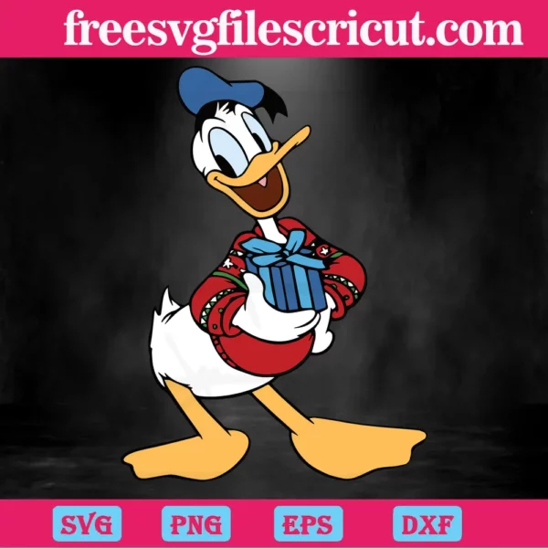 Christmas Disney Clipart Donald Duck, High-Quality Svg Files Invert