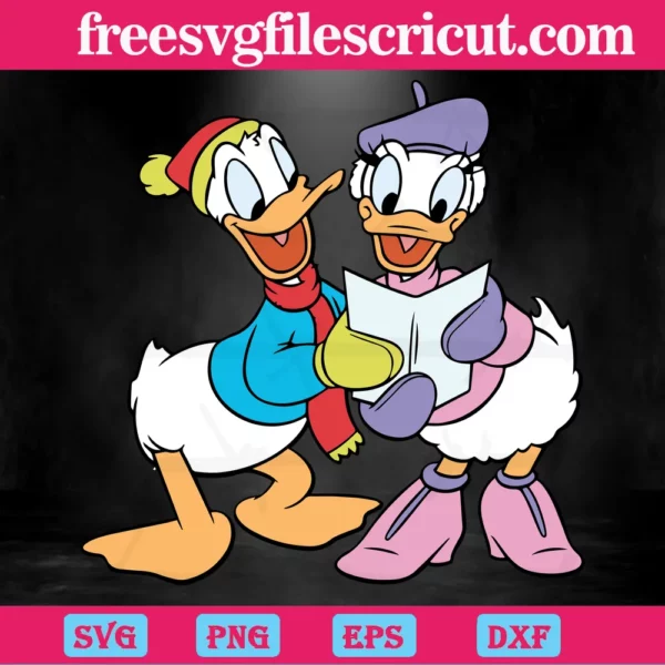 Donald And Daisy Duck Clipart, Svg Png Dxf Eps Cricut Invert