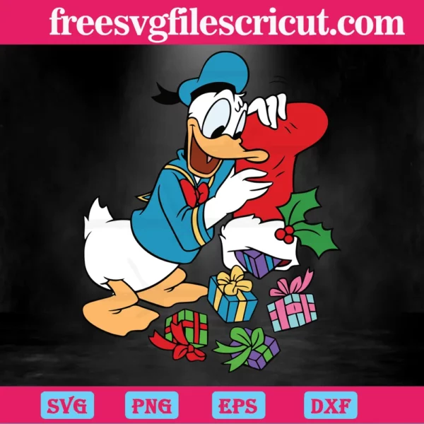 Donald Duck Christmas Clipart, Svg Files For Crafting And Diy Projects Invert