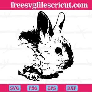 Rabbit Clipart Black And White, Cutting File Svg