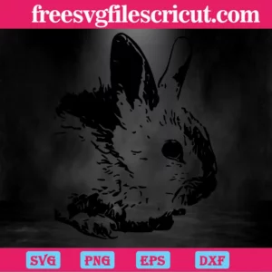 Rabbit Clipart Black And White, Cutting File Svg Invert