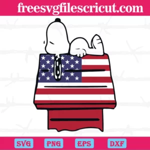 Snoopy July 4Th Clipart, Svg Png Dxf Eps Digital Download