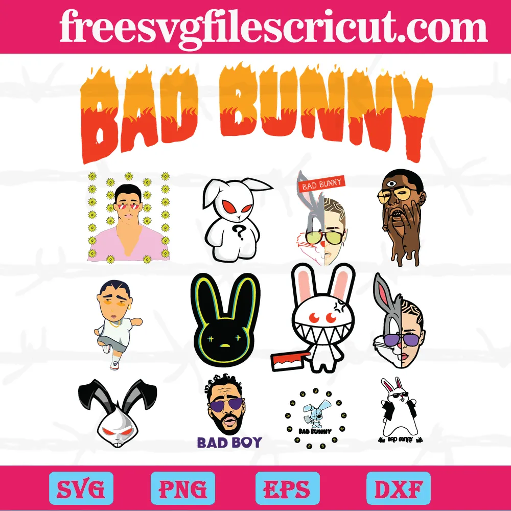 Bad Bunny Clipart Svg Bundle