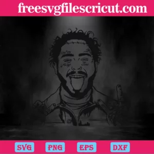 Post Malone Clipart Black And White, Vector Files Invert