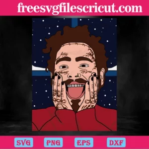 Post Malone Face Tattoos Png, Digital Files Invert