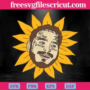 Post Malone Sunflower, Svg Png Dxf Eps Cricut Files Invert