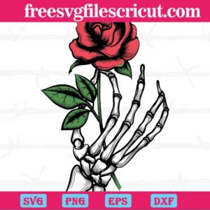 Skeleton Hand With Rose, Svg Png Dxf Eps Designs Download