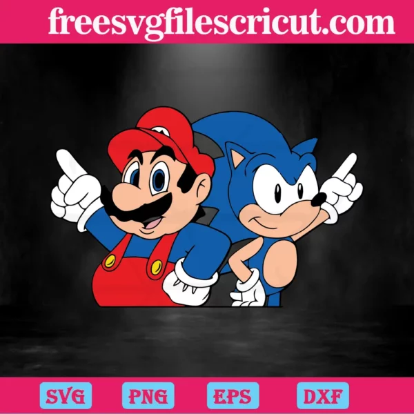 Sonic And Super Mario Bros, Svg Png Dxf Eps Cricut Invert