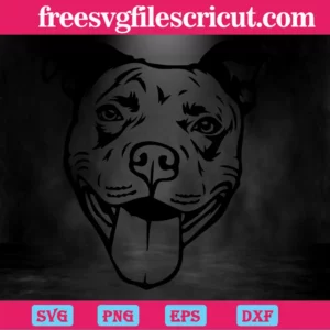 American Pit Bull Dog Face Clipart, Svg Png Dxf Eps Cricut Invert