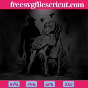 Hunting Dog Clipart Black And White, Layered Svg Files Invert