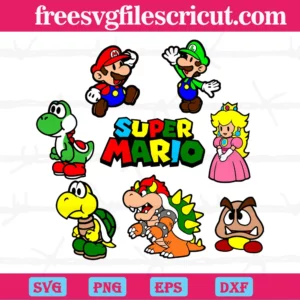 Super Mario Character Clipart, Svg Png Dxf Eps Digital Download