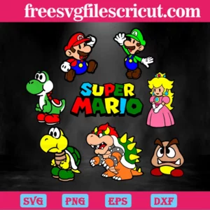 Super Mario Character Clipart, Svg Png Dxf Eps Digital Download Invert