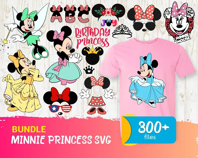 300+ Bundle Minnie Princess SVG.