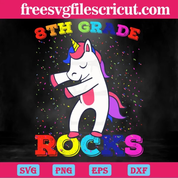 8th Grade Rock Unicorn SVG