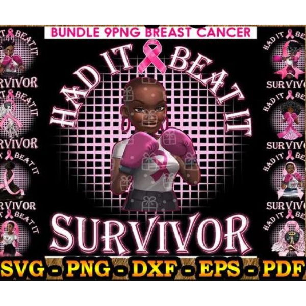 9 Black Girl Fighter Breast Cancer Awareness Png