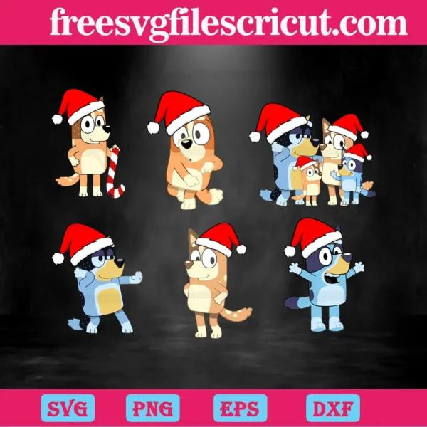 Bluey Christmas Family, Graphic Design Svg